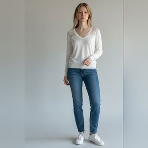 A/X Armani Exchange V- Neck with Lace Sweater